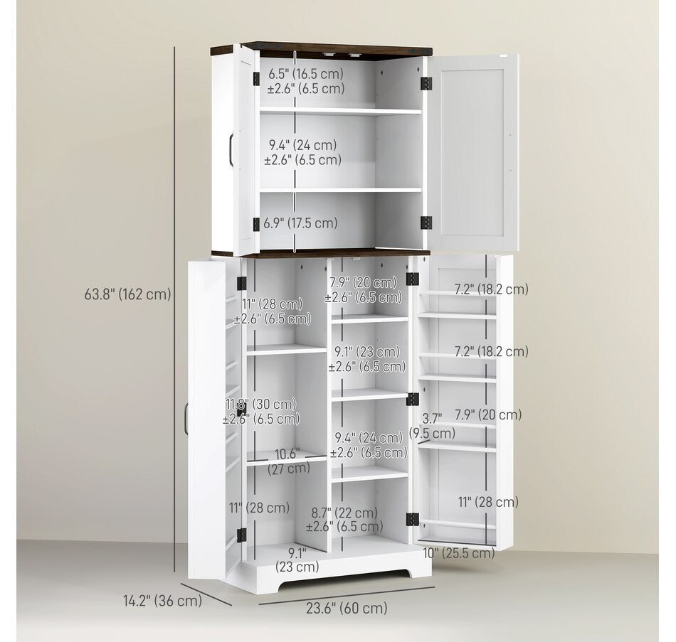 Image 997387_ALTMORE2.jpg, Product 997-387 / Price $249.99, HOMCOM 64" Kitchen Pantry Storage Cabinet with Adjustable Shelves, White from HOMCOM on TSC.ca's Home & Garden department