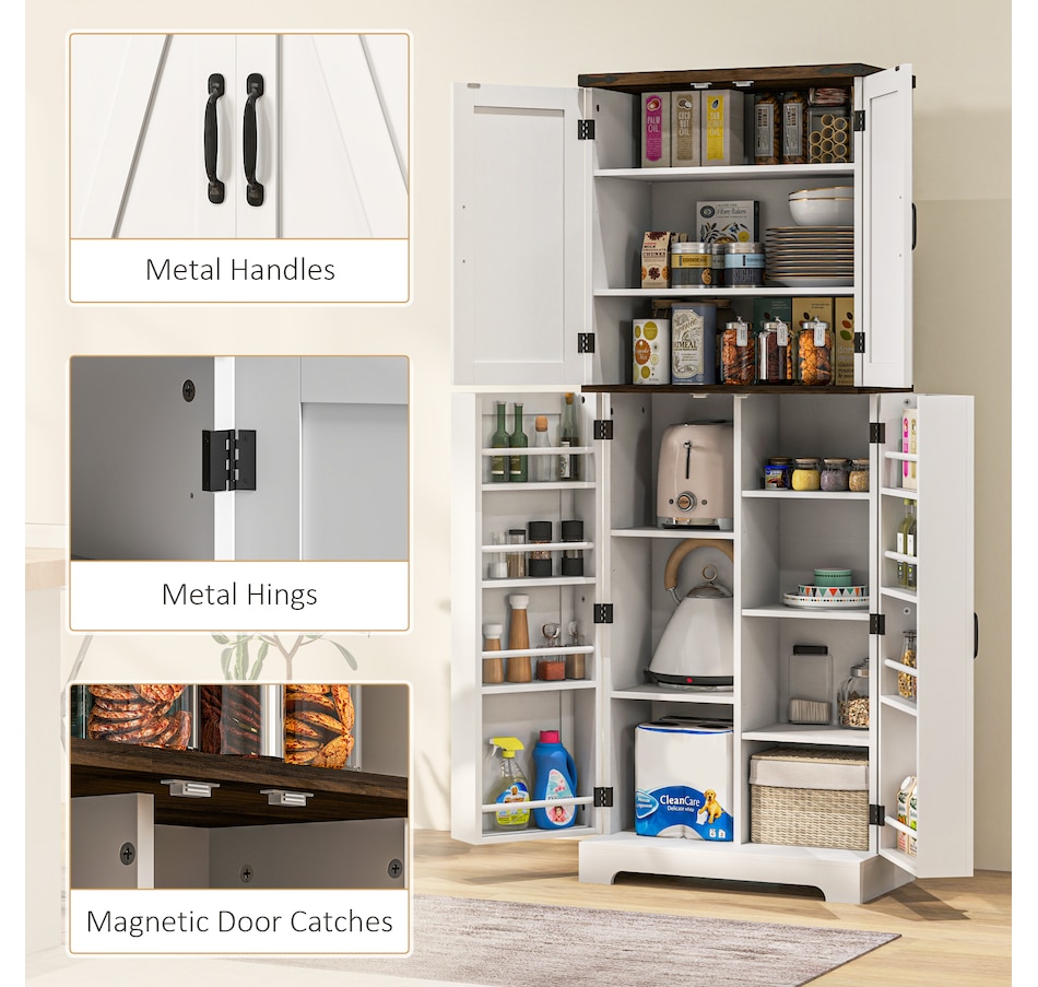 Image 997387_ALTMORE6.jpg, Product 997-387 / Price $249.99, HOMCOM 64" Kitchen Pantry Storage Cabinet with Adjustable Shelves, White from HOMCOM on TSC.ca's Home & Garden department
