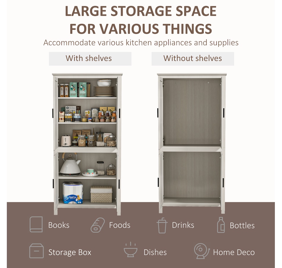 Image 997389_ALTMORE3.jpg, Product 997-389 / Price $229.99, HOMCOM 64" Kitchen Pantry Storage Cabinet with Adjustable Shelves, White from HOMCOM on TSC.ca's Home & Garden department