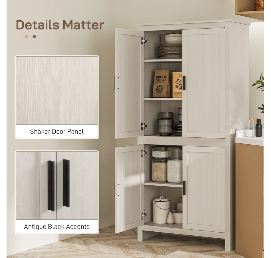 Image 997389_ALTMORE6.jpg, Product 997-389 / Price $229.99, HOMCOM 64" Kitchen Pantry Storage Cabinet with Adjustable Shelves, White from HOMCOM on TSC.ca's Home & Garden department