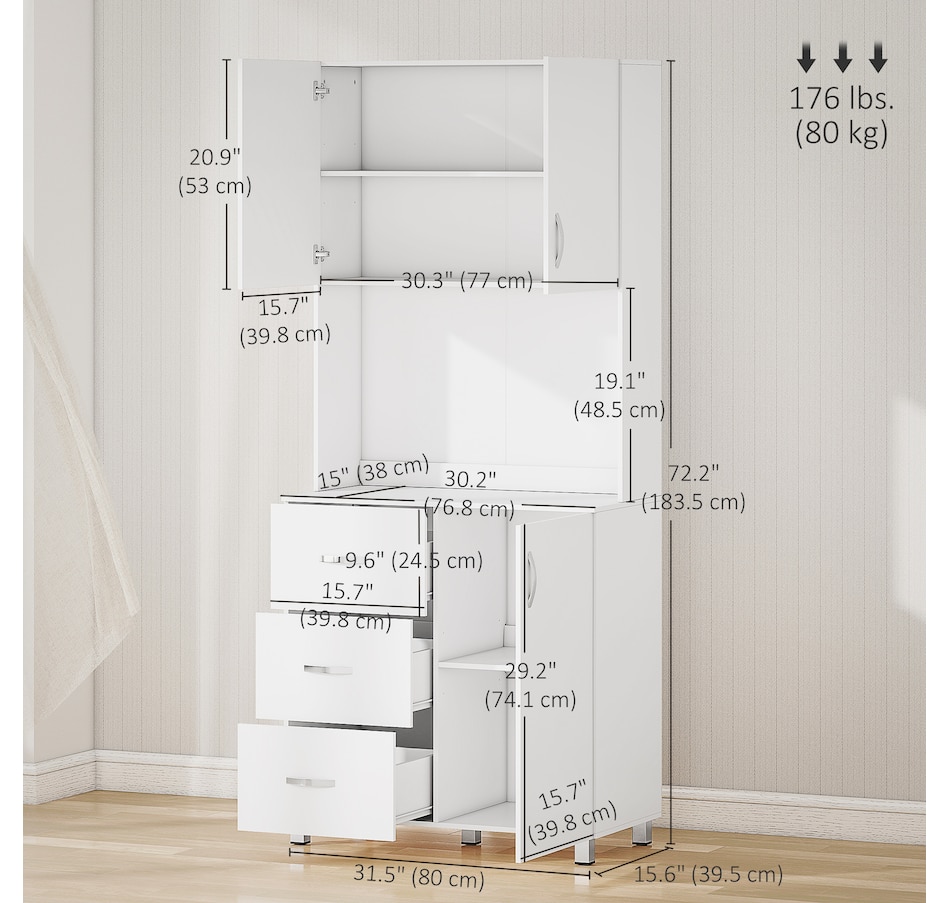 Image 997390_ALTMORE2.jpg, Product 997-390 / Price $249.99, Cupboard Pantry Sideboard Hutch Furniture Centerpiece with Two Door Cabinet from HOMCOM on TSC.ca's Home & Garden department