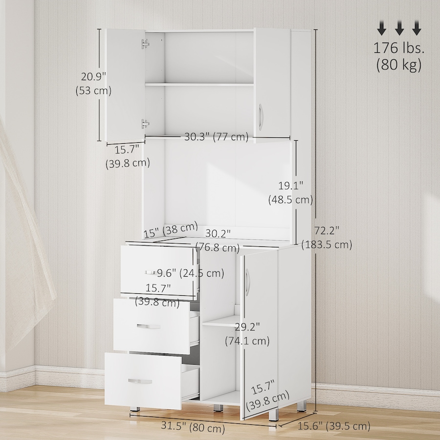 Image 997390_ALTMORE2.jpg, Product 997-390 / Price $249.99, Cupboard Pantry Sideboard Hutch Furniture Centerpiece with Two Door Cabinet from HOMCOM on TSC.ca's Home & Garden department