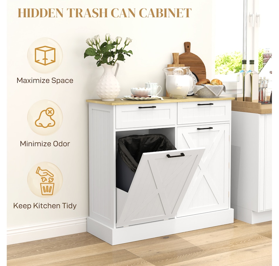 Image 997397_ALTMORE11.jpg, Product 997-397 / Price $219.99 - $224.99, HOMCOM Tilt Out Trash Cabinet, Kitchen Island with 2 Drawers from HOMCOM on TSC.ca's Home & Garden department