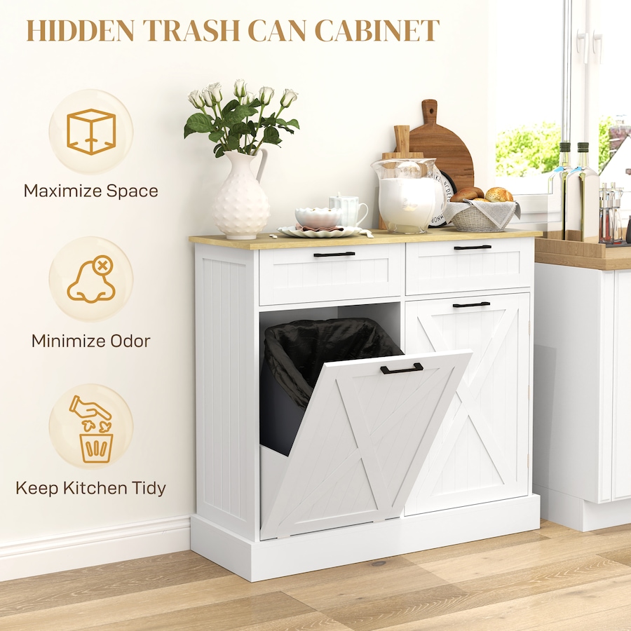 Image 997397_ALTMORE11.jpg, Product 997-397 / Price $214.99 - $219.99, HOMCOM Tilt Out Trash Cabinet, Kitchen Island with 2 Drawers from HOMCOM on TSC.ca's Home & Garden department