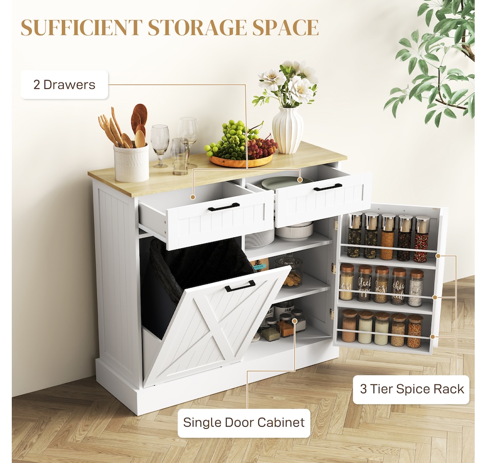 Image 997397_ALTMORE13.jpg, Product 997-397 / Price $219.99 - $224.99, HOMCOM Tilt Out Trash Cabinet, Kitchen Island with 2 Drawers from HOMCOM on TSC.ca's Home & Garden department
