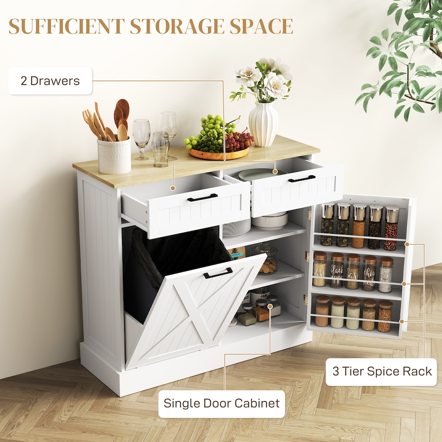 Image 997397_ALTMORE13.jpg, Product 997-397 / Price $214.99 - $219.99, HOMCOM Tilt Out Trash Cabinet, Kitchen Island with 2 Drawers from HOMCOM on TSC.ca's Home & Garden department