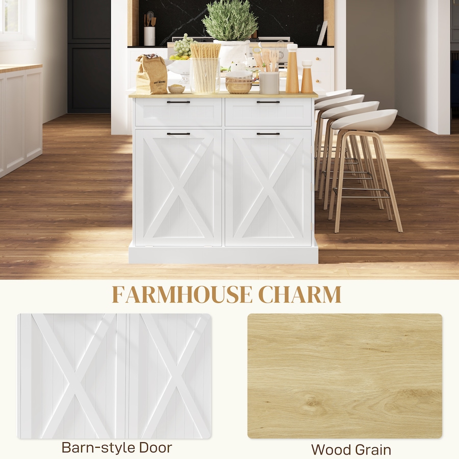 Image 997397_ALTMORE14.jpg, Product 997-397 / Price $214.99 - $219.99, HOMCOM Tilt Out Trash Cabinet, Kitchen Island with 2 Drawers from HOMCOM on TSC.ca's Home & Garden department