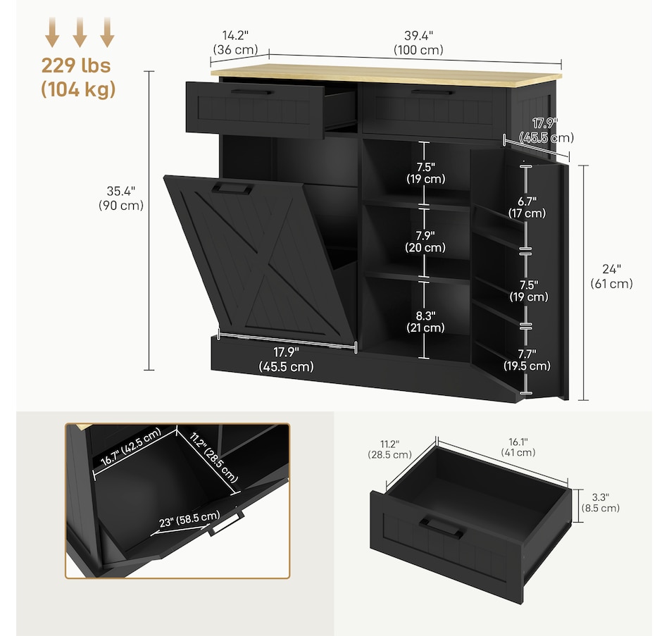 Image 997397_ALTMORE2.jpg, Product 997-397 / Price $219.99 - $224.99, HOMCOM Tilt Out Trash Cabinet, Kitchen Island with 2 Drawers from HOMCOM on TSC.ca's Home & Garden department