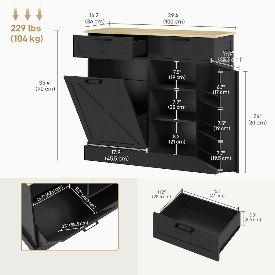 Image 997397_ALTMORE2.jpg, Product 997-397 / Price $214.99 - $219.99, HOMCOM Tilt Out Trash Cabinet, Kitchen Island with 2 Drawers from HOMCOM on TSC.ca's Home & Garden department
