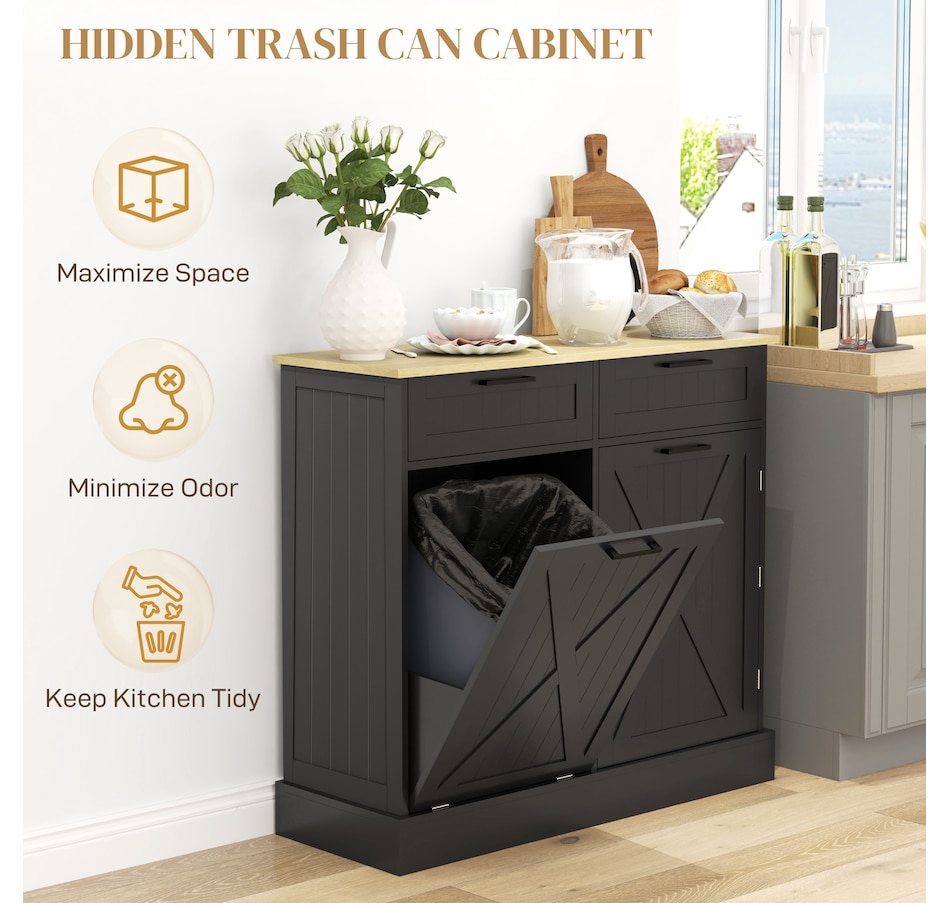 Image 997397_ALTMORE3.jpg, Product 997-397 / Price $219.99 - $224.99, HOMCOM Tilt Out Trash Cabinet, Kitchen Island with 2 Drawers from HOMCOM on TSC.ca's Home & Garden department