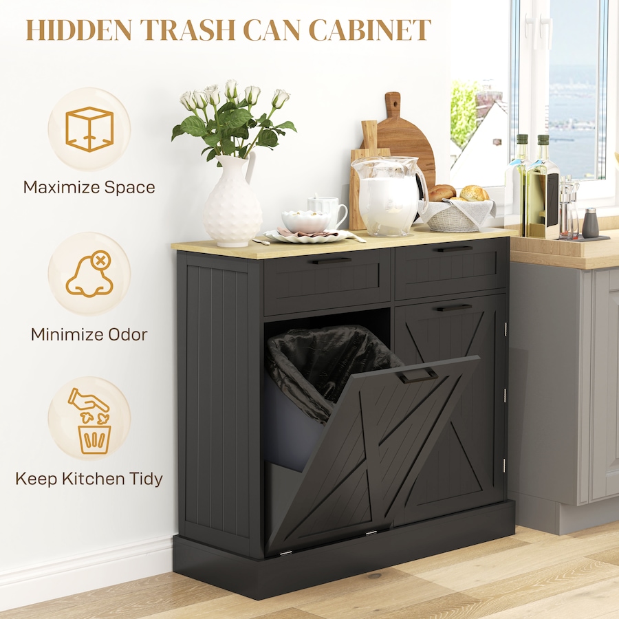 Image 997397_ALTMORE3.jpg, Product 997-397 / Price $214.99 - $219.99, HOMCOM Tilt Out Trash Cabinet, Kitchen Island with 2 Drawers from HOMCOM on TSC.ca's Home & Garden department