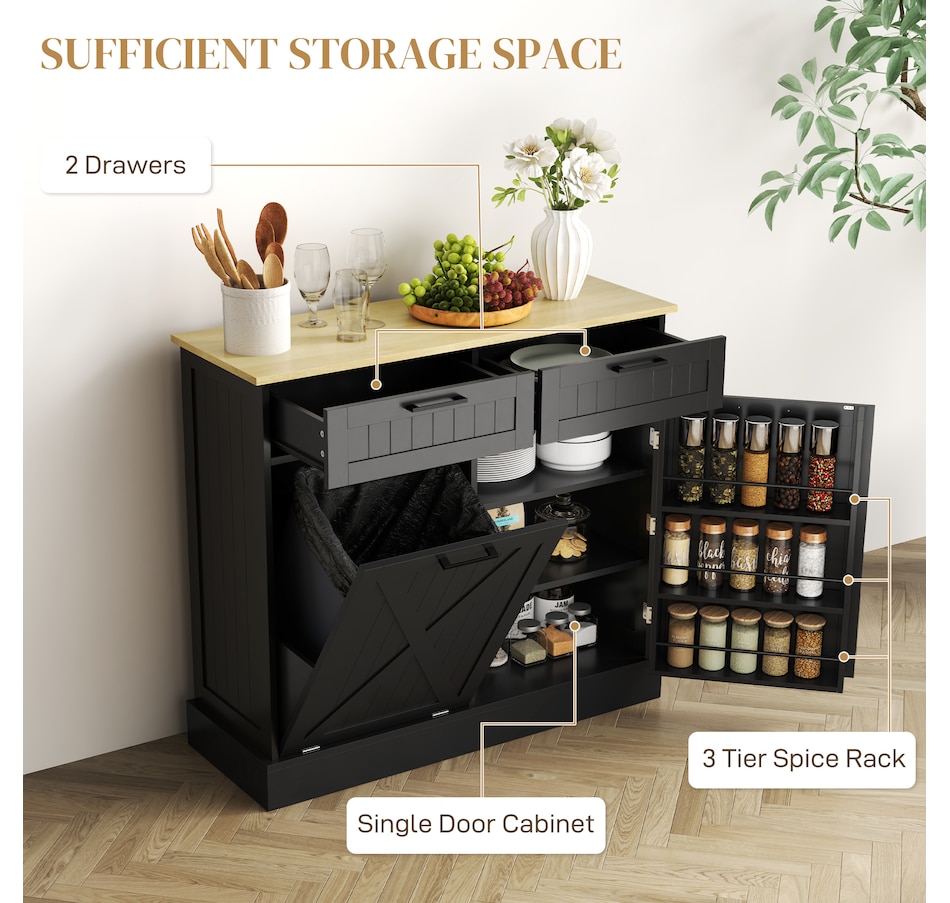 Image 997397_ALTMORE5.jpg, Product 997-397 / Price $219.99 - $224.99, HOMCOM Tilt Out Trash Cabinet, Kitchen Island with 2 Drawers from HOMCOM on TSC.ca's Home & Garden department