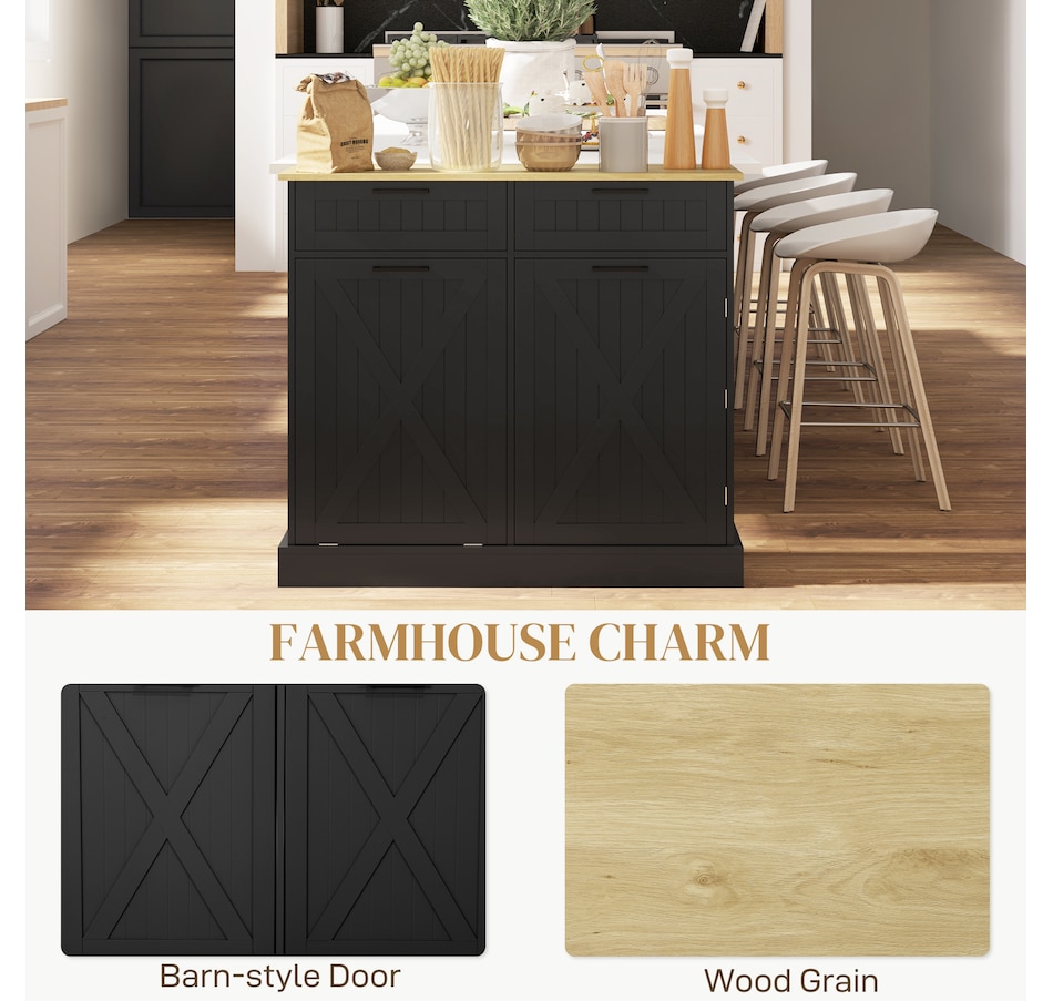 Image 997397_ALTMORE6.jpg, Product 997-397 / Price $219.99 - $224.99, HOMCOM Tilt Out Trash Cabinet, Kitchen Island with 2 Drawers from HOMCOM on TSC.ca's Home & Garden department