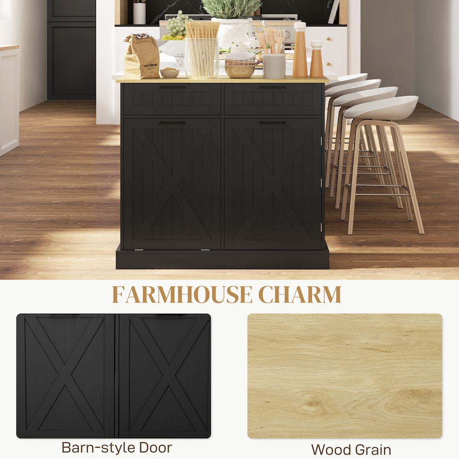 Image 997397_ALTMORE6.jpg, Product 997-397 / Price $214.99 - $219.99, HOMCOM Tilt Out Trash Cabinet, Kitchen Island with 2 Drawers from HOMCOM on TSC.ca's Home & Garden department