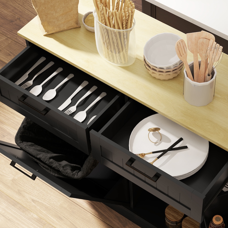 Image 997397_ALTMORE8.jpg, Product 997-397 / Price $214.99 - $219.99, HOMCOM Tilt Out Trash Cabinet, Kitchen Island with 2 Drawers from HOMCOM on TSC.ca's Home & Garden department