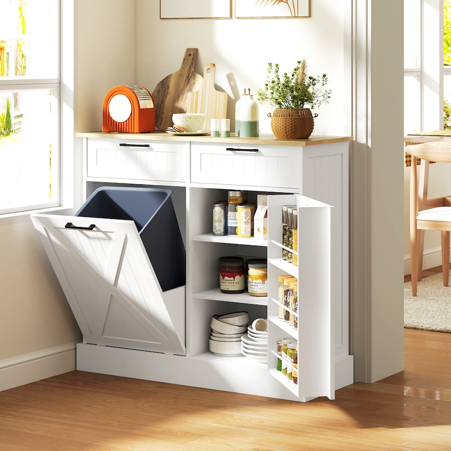 Image 997397_ALTMORE9.jpg, Product 997-397 / Price $214.99 - $219.99, HOMCOM Tilt Out Trash Cabinet, Kitchen Island with 2 Drawers from HOMCOM on TSC.ca's Home & Garden department