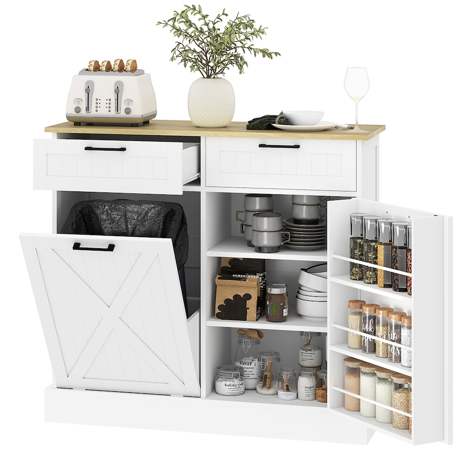 Image 997397_ST02.jpg, Product 997-397 / Price $219.99 - $224.99, HOMCOM Tilt Out Trash Cabinet, Kitchen Island with 2 Drawers from HOMCOM on TSC.ca's Home & Garden department