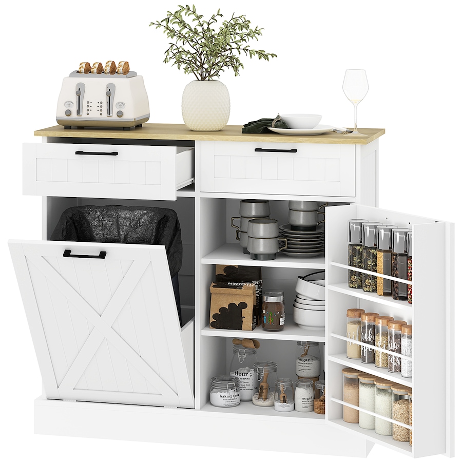 Image 997397_ST02.jpg, Product 997-397 / Price $214.99 - $219.99, HOMCOM Tilt Out Trash Cabinet, Kitchen Island with 2 Drawers from HOMCOM on TSC.ca's Home & Garden department