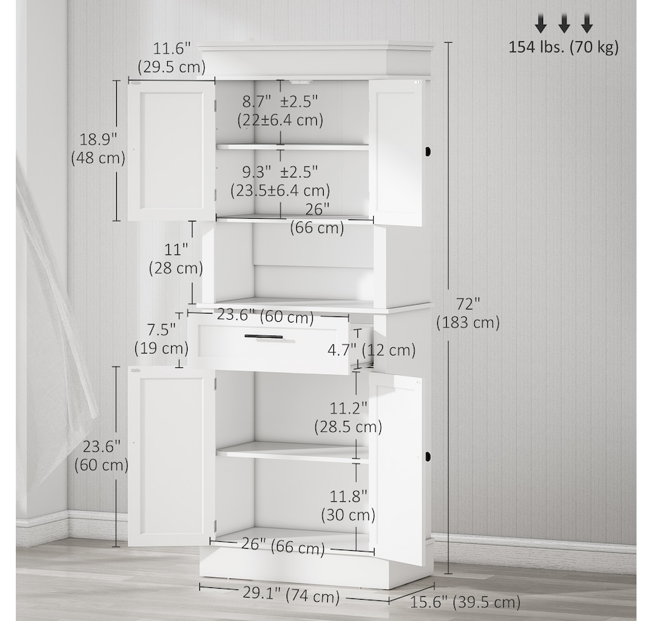 Image 997400_ALTMORE10.jpg, Product 997-400 / Price $289.99, HOMCOM Kitchen Pantry Storage Cabinet with Open Shelf Adjustable Shelving from HOMCOM on TSC.ca's Home & Garden department