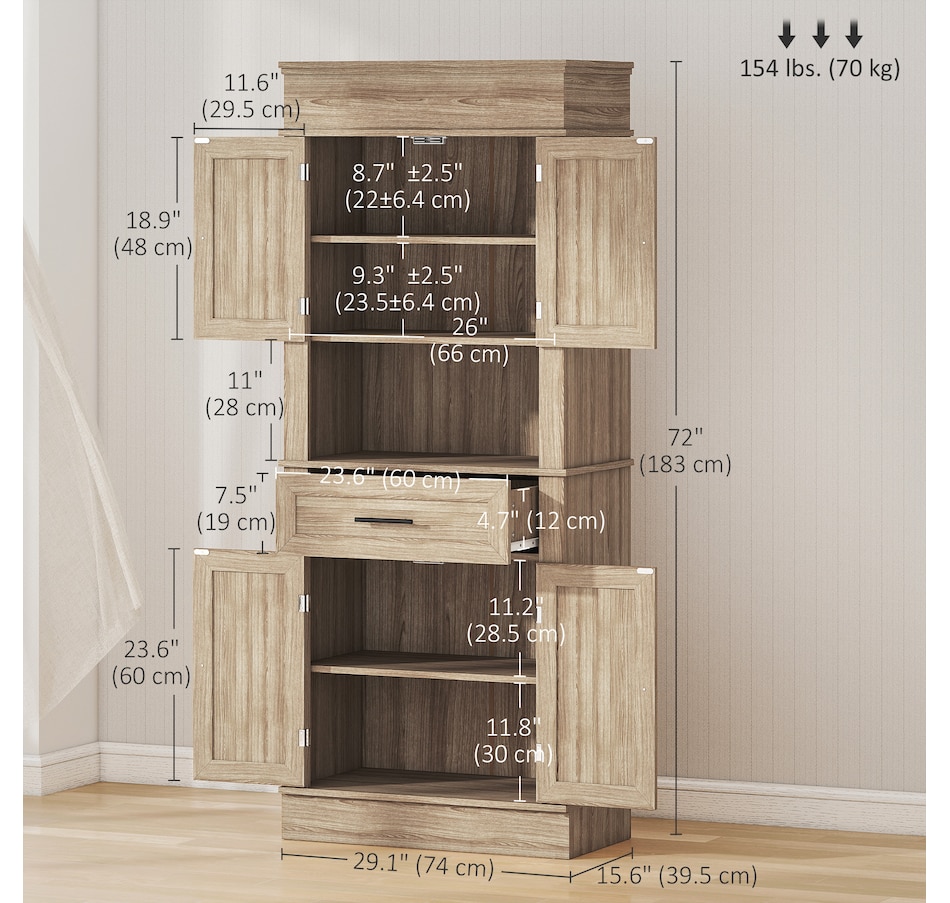 Image 997400_ALTMORE2.jpg, Product 997-400 / Price $289.99, HOMCOM Kitchen Pantry Storage Cabinet with Open Shelf Adjustable Shelving from HOMCOM on TSC.ca's Home & Garden department