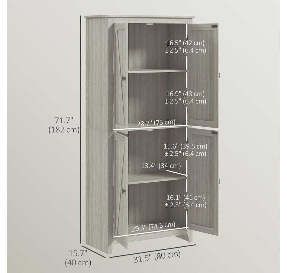 Image 997403_ALTMORE2.jpg, Product 997-403 / Price $259.99 - $279.99, HOMCOM 72" Freestanding Kitchen Pantry, Buffet Cabinet, Grey from HOMCOM on TSC.ca's Home & Garden department