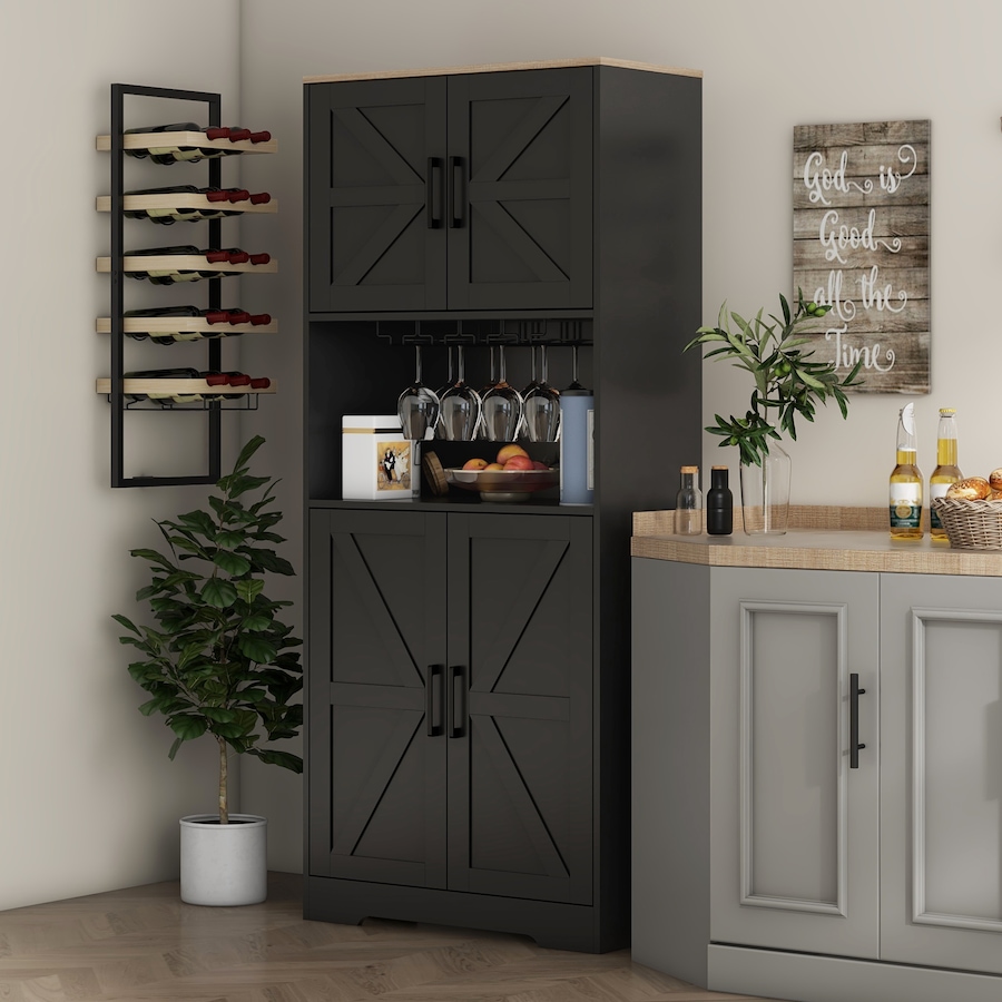 Image 997404_ALTMORE1.jpg, Product 997-404 / Price $209.99 - $239.99, HOMCOM Kitchen Pantry Storage Cabinet with Microwave Oven Countertop, Black from HOMCOM on TSC.ca's Home & Garden department