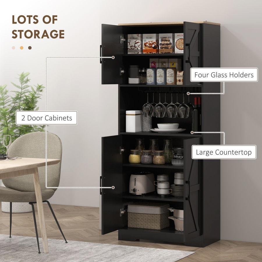 Image 997404_ALTMORE3.jpg, Product 997-404 / Price $209.99 - $239.99, HOMCOM Kitchen Pantry Storage Cabinet with Microwave Oven Countertop, Black from HOMCOM on TSC.ca's Home & Garden department