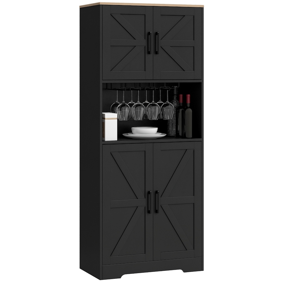 Image 997404_ST01.jpg, Product 997-404 / Price $209.99 - $239.99, HOMCOM Kitchen Pantry Storage Cabinet with Microwave Oven Countertop, Black from HOMCOM on TSC.ca's Home & Garden department
