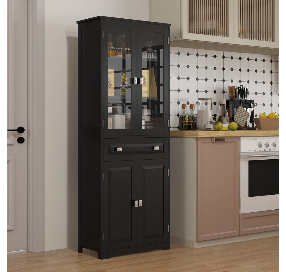 Image 997415_ALTMORE1.jpg, Product 997-415 / Price $209.99 - $223.99, HOMCOM 63" Kitchen Pantry Storage Cabinet w/Adjustable Shelves Glass Door from HOMCOM on TSC.ca's Home & Garden department