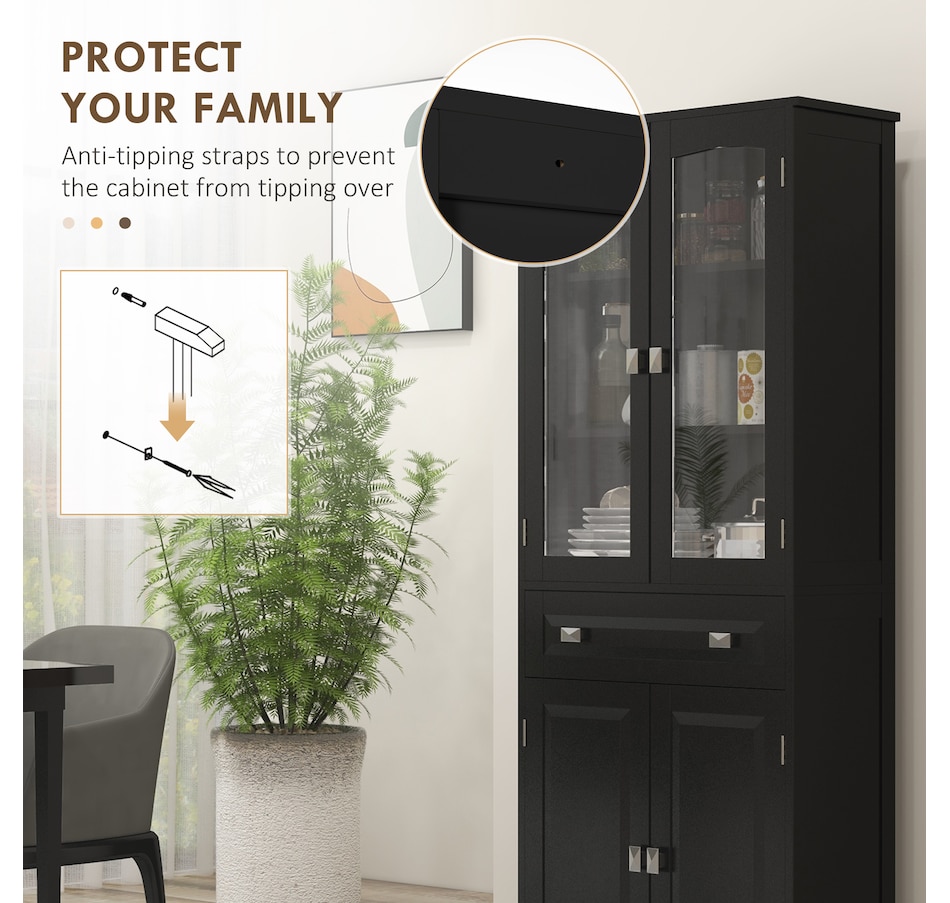 Image 997415_ALTMORE5.jpg, Product 997-415 / Price $209.99 - $223.99, HOMCOM 63" Kitchen Pantry Storage Cabinet w/Adjustable Shelves Glass Door from HOMCOM on TSC.ca's Home & Garden department