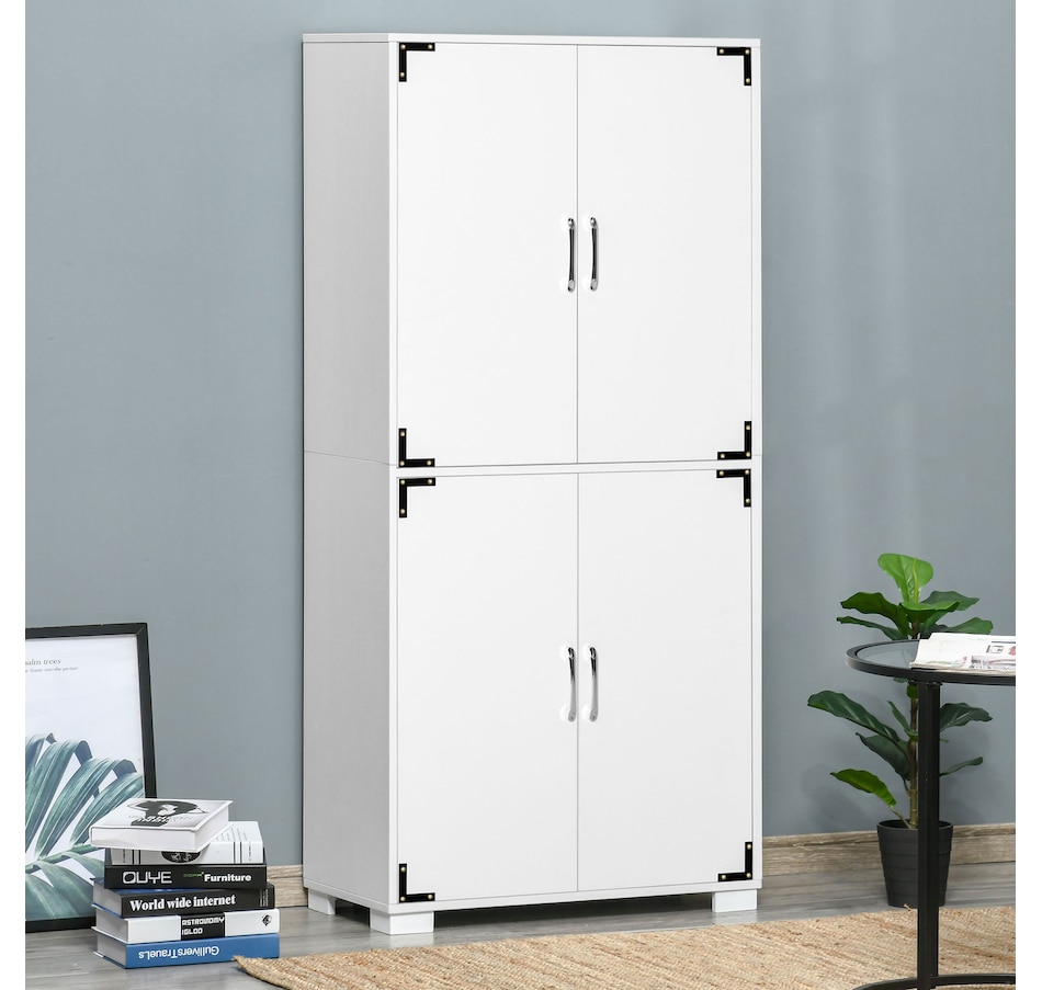 Image 997416_ALTMORE1.jpg, Product 997-416 / Price $194.99, HOMCOM Rustic Style Storage Cupboard Bookcase Cabinet w/ 4 Shelves, White from HOMCOM on TSC.ca's Home & Garden department