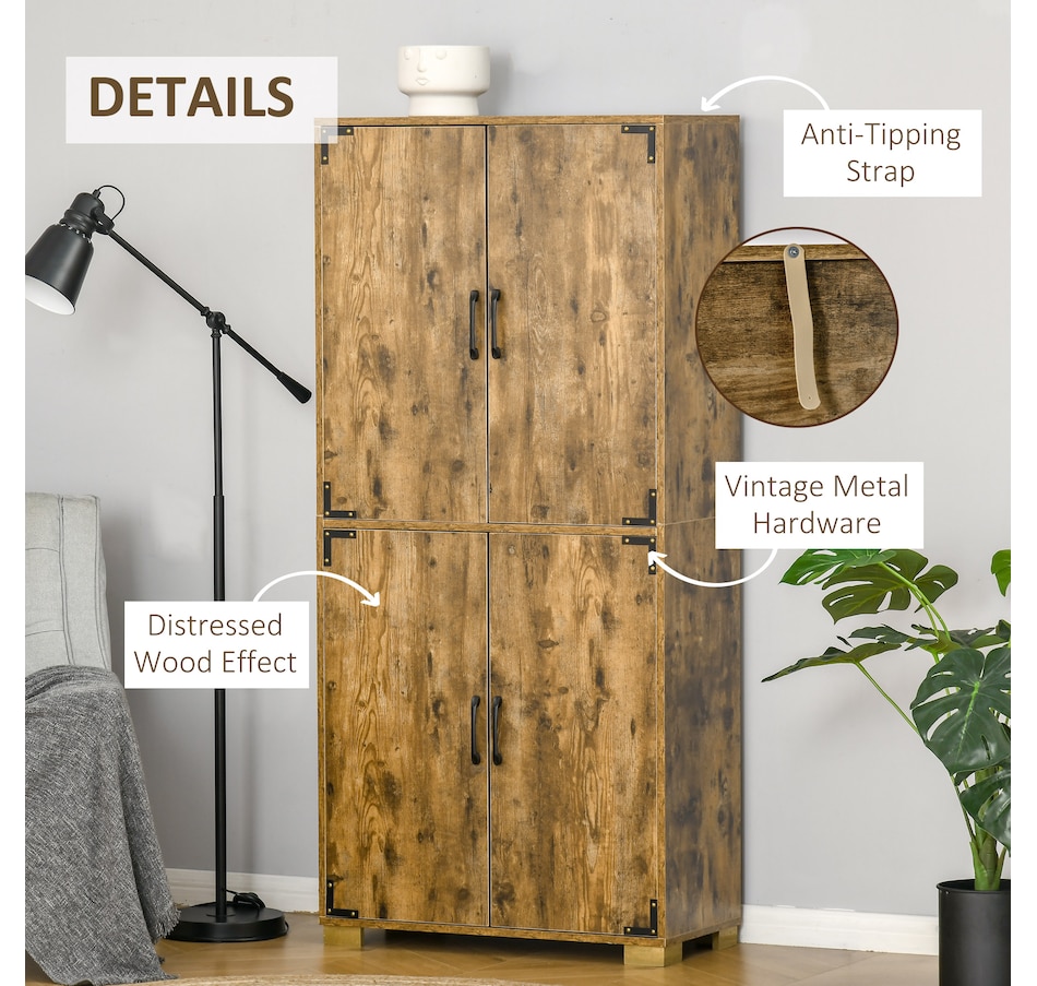 Image 997416_ALTMORE12.jpg, Product 997-416 / Price $194.99, HOMCOM Rustic Style Storage Cupboard Bookcase Cabinet w/ 4 Shelves, White from HOMCOM on TSC.ca's Home & Garden department