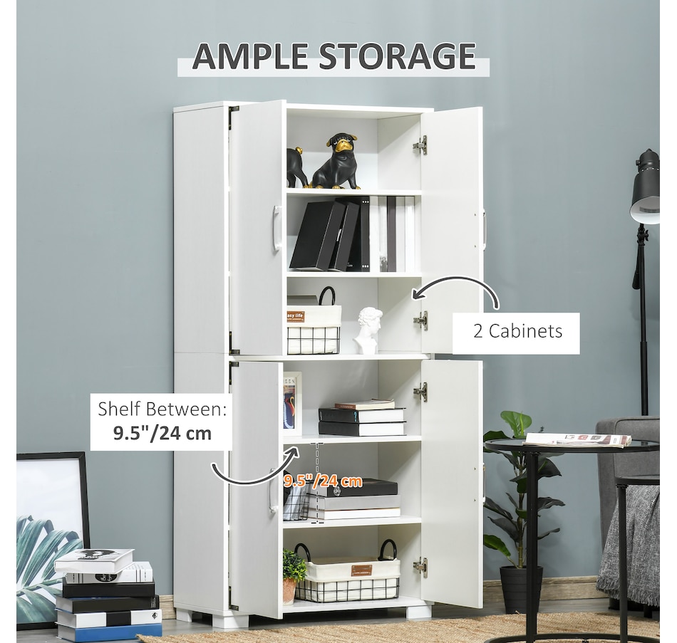 Image 997416_ALTMORE3.jpg, Product 997-416 / Price $194.99, HOMCOM Rustic Style Storage Cupboard Bookcase Cabinet w/ 4 Shelves, White from HOMCOM on TSC.ca's Home & Garden department