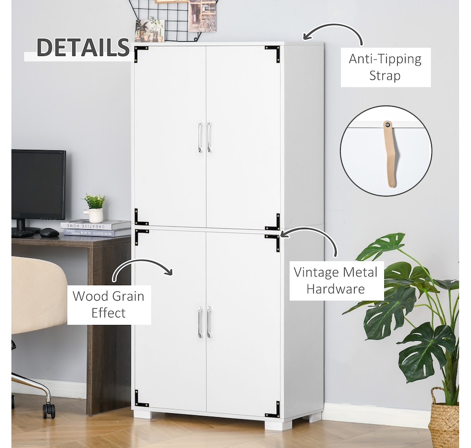 Image 997416_ALTMORE4.jpg, Product 997-416 / Price $194.99, HOMCOM Rustic Style Storage Cupboard Bookcase Cabinet w/ 4 Shelves, White from HOMCOM on TSC.ca's Home & Garden department