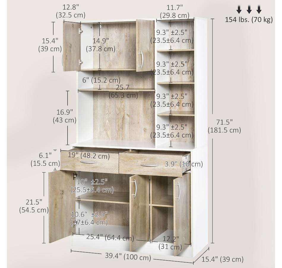 Image 997417_ALTMORE10.jpg, Product 997-417 / Price $299.99, HOMCOM 71" Kitchen Hutch with Storage Cabinet, Modern Buffet with Hutch from HOMCOM on TSC.ca's Home & Garden department