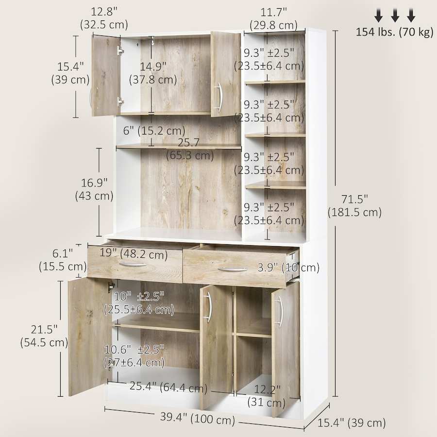 Image 997417_ALTMORE10.jpg, Product 997-417 / Price $284.99, HOMCOM 71" Kitchen Hutch with Storage Cabinet, Modern Buffet with Hutch from HOMCOM on TSC.ca's Home & Garden department