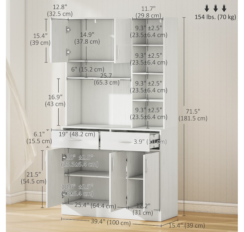 Image 997417_ALTMORE2.jpg, Product 997-417 / Price $299.99, HOMCOM 71" Kitchen Hutch with Storage Cabinet, Modern Buffet with Hutch from HOMCOM on TSC.ca's Home & Garden department