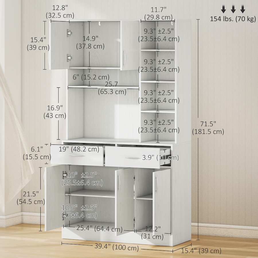 Image 997417_ALTMORE2.jpg, Product 997-417 / Price $284.99, HOMCOM 71" Kitchen Hutch with Storage Cabinet, Modern Buffet with Hutch from HOMCOM on TSC.ca's Home & Garden department