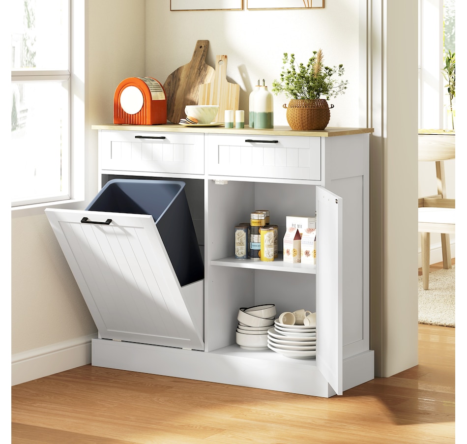 Image 997420_ALTMORE1.jpg, Product 997-420 / Price $189.99 - $214.99, HOMCOM Tilt Out Trash Cabinet, Kitchen Island with 2 Drawers from HOMCOM on TSC.ca's Home & Garden department
