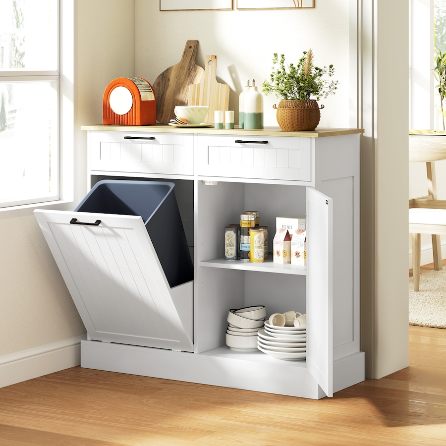 Image 997420_ALTMORE1.jpg, Product 997-420 / Price $214.99, HOMCOM 10 Gallons Tilt Out Trash Cabinet, Kitchen Island w/ Drawers from HOMCOM on TSC.ca's Home & Garden department