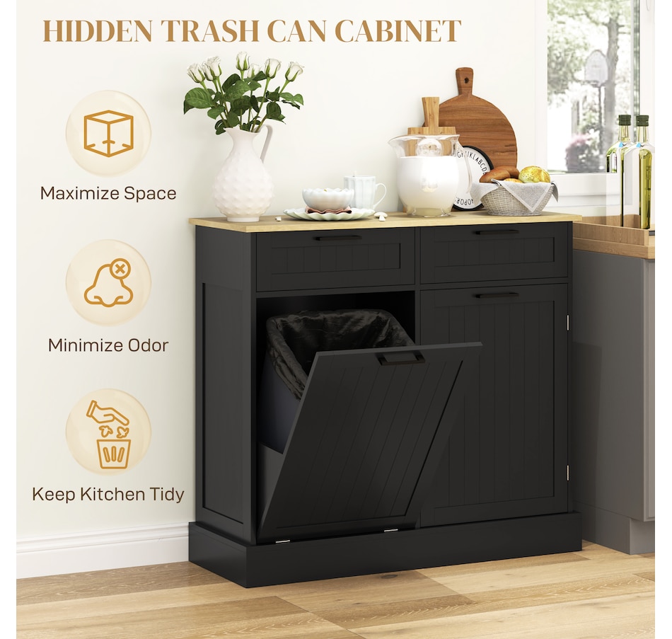 Image 997420_ALTMORE11.jpg, Product 997-420 / Price $189.99 - $214.99, HOMCOM Tilt Out Trash Cabinet, Kitchen Island with 2 Drawers from HOMCOM on TSC.ca's Home & Garden department