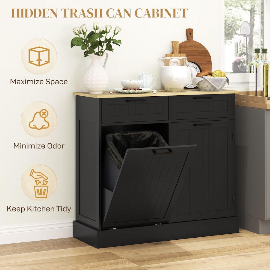 Image 997420_ALTMORE11.jpg, Product 997-420 / Price $214.99, HOMCOM 10 Gallons Tilt Out Trash Cabinet, Kitchen Island w/ Drawers from HOMCOM on TSC.ca's Home & Garden department