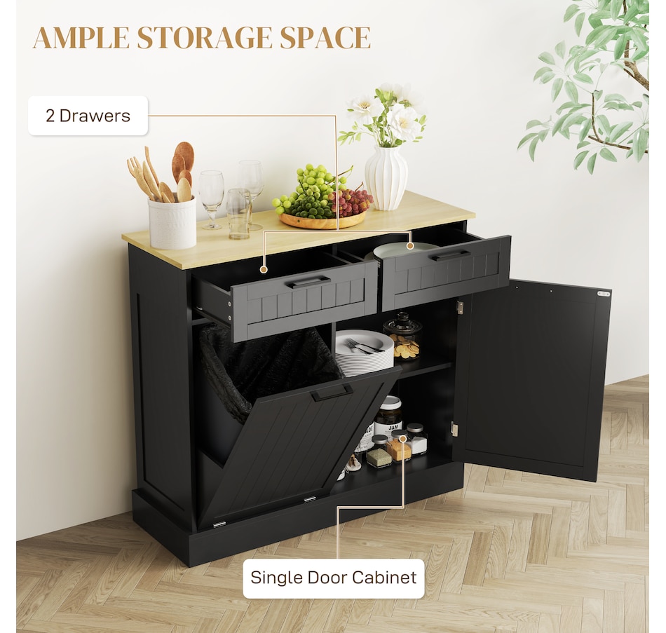 Image 997420_ALTMORE13.jpg, Product 997-420 / Price $189.99 - $214.99, HOMCOM Tilt Out Trash Cabinet, Kitchen Island with 2 Drawers from HOMCOM on TSC.ca's Home & Garden department