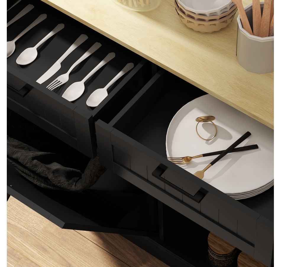 Image 997420_ALTMORE16.jpg, Product 997-420 / Price $189.99 - $214.99, HOMCOM Tilt Out Trash Cabinet, Kitchen Island with 2 Drawers from HOMCOM on TSC.ca's Home & Garden department