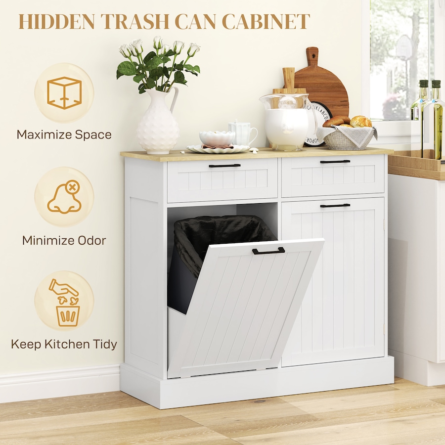 Image 997420_ALTMORE3.jpg, Product 997-420 / Price $214.99, HOMCOM 10 Gallons Tilt Out Trash Cabinet, Kitchen Island w/ Drawers from HOMCOM on TSC.ca's Home & Garden department