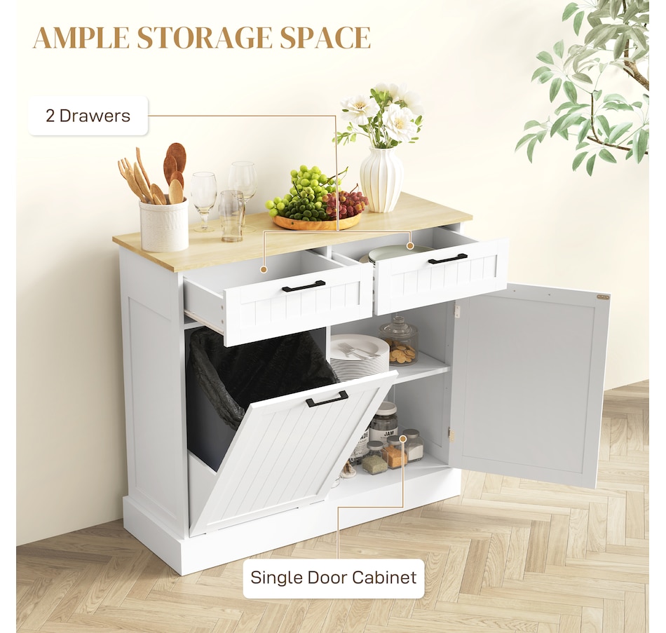 Image 997420_ALTMORE5.jpg, Product 997-420 / Price $189.99 - $214.99, HOMCOM Tilt Out Trash Cabinet, Kitchen Island with 2 Drawers from HOMCOM on TSC.ca's Home & Garden department