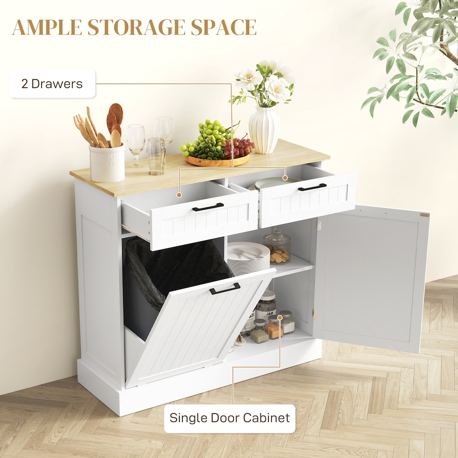 Image 997420_ALTMORE5.jpg, Product 997-420 / Price $214.99, HOMCOM 10 Gallons Tilt Out Trash Cabinet, Kitchen Island w/ Drawers from HOMCOM on TSC.ca's Home & Garden department