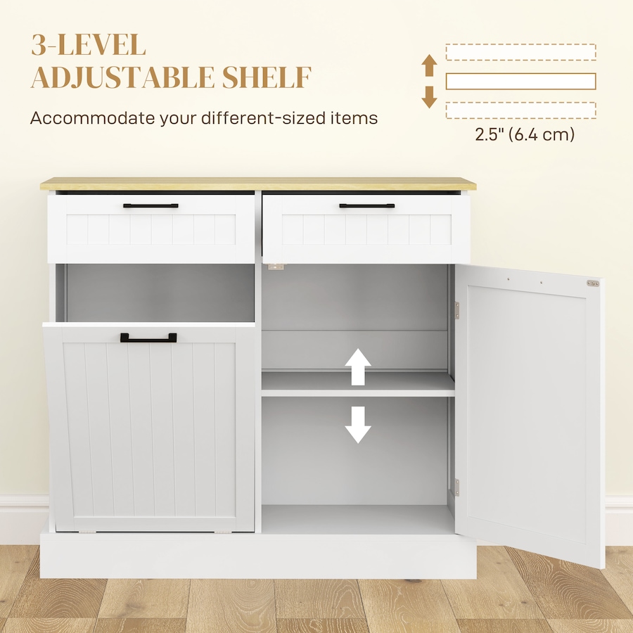 Image 997420_ALTMORE6.jpg, Product 997-420 / Price $214.99, HOMCOM 10 Gallons Tilt Out Trash Cabinet, Kitchen Island w/ Drawers from HOMCOM on TSC.ca's Home & Garden department