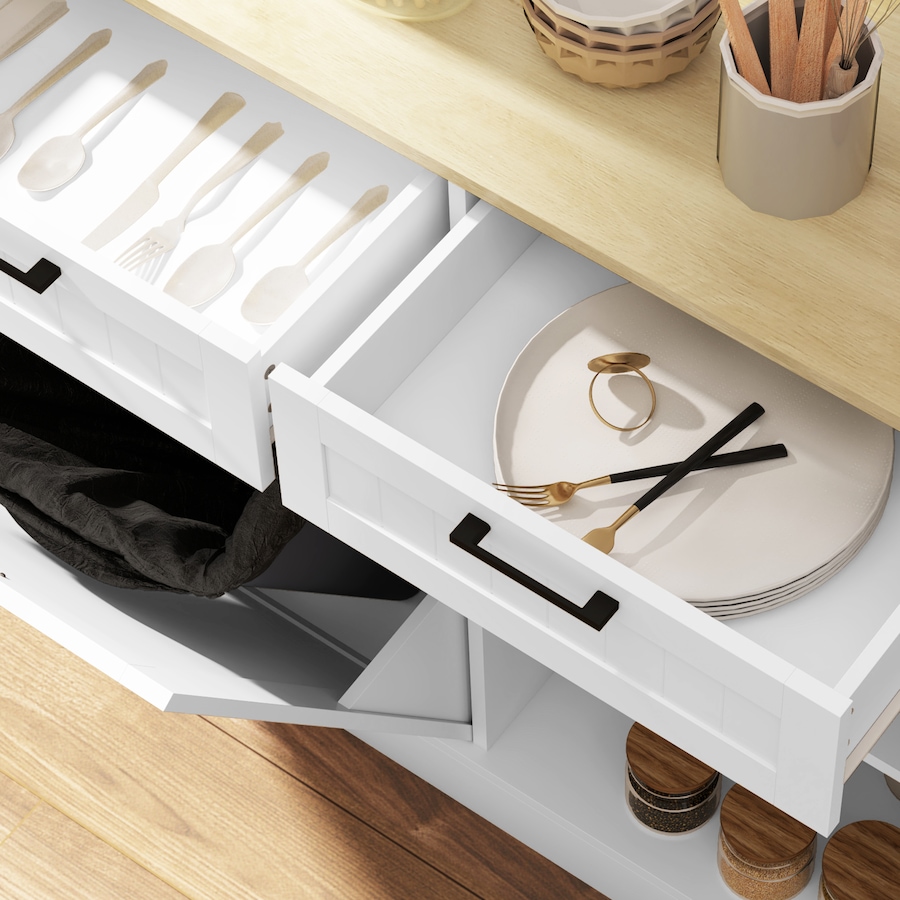 Image 997420_ALTMORE8.jpg, Product 997-420 / Price $214.99, HOMCOM 10 Gallons Tilt Out Trash Cabinet, Kitchen Island w/ Drawers from HOMCOM on TSC.ca's Home & Garden department