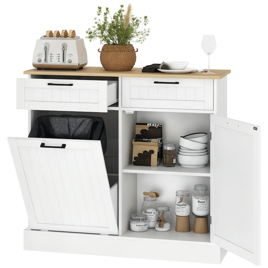 Image 997420_ST01.jpg, Product 997-420 / Price $214.99, HOMCOM 10 Gallons Tilt Out Trash Cabinet, Kitchen Island w/ Drawers from HOMCOM on TSC.ca's Home & Garden department